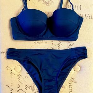 BAR III Sapphire Blue Bikini with Gold Hardware